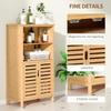 Bathroom Cabinet Made Of Bamboo With Louvered Doors 2 Shelves 1 Cupboard 50 Cm X 29 Cm X 92 Cm Natural