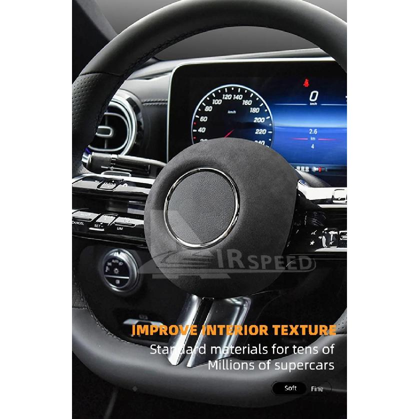 Italy Super Suede Steering Wheel Horn Cover For Mercedes Benz C E S class W206 S206 W213 W223 GLS X167 EQS EQE GT 2021 2022 2023