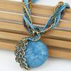 Bohemian Peacock Gemstone Temperament Women's Retro Rice Bead Necklace Sweater Chain Ethnic Pendant Woven Rope