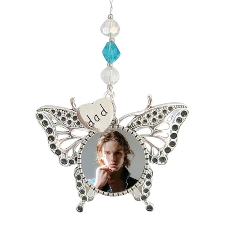 Stylish Silver Butterfly Shaped Car Interior Accessory Sublimation Blank Rearview GlassesPendant Auto Auto Hangings