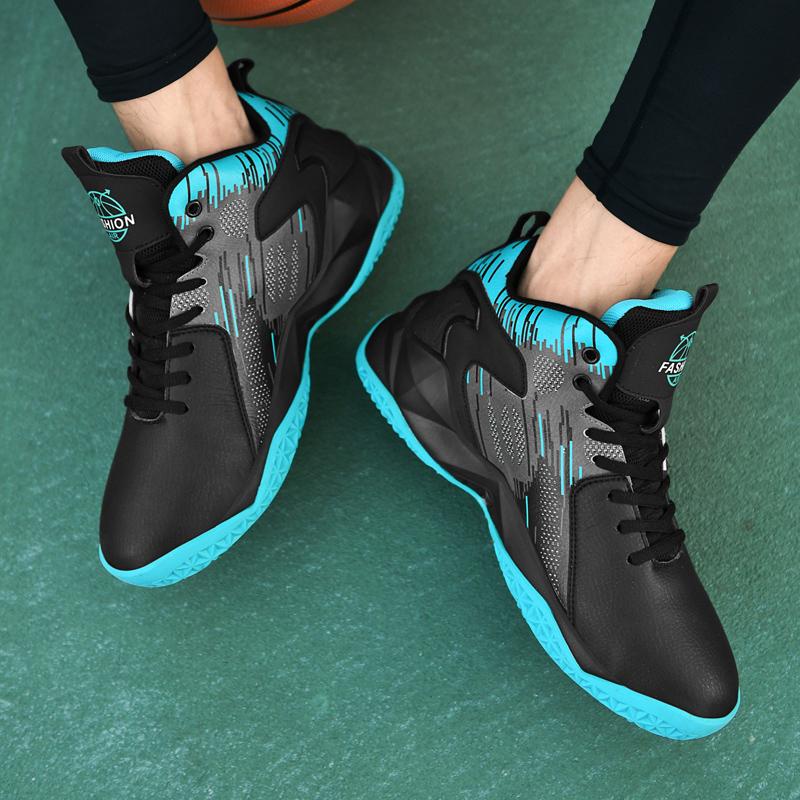 Rubber Soled Basketball Shoes for Men's Outdoor Hiking Travel Shoes Simple Black Men's Cycling Casual Shoes Waterproof Anti Slip