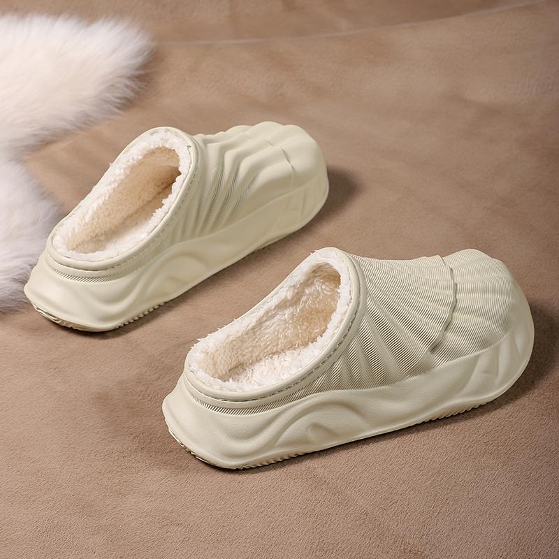 Men Warm Winter Cotton Shoes Women Warm Fur Home Slippers EVA Non-Slip Plush Slippers Indoor Couple Thick Sole Footwear Slides
