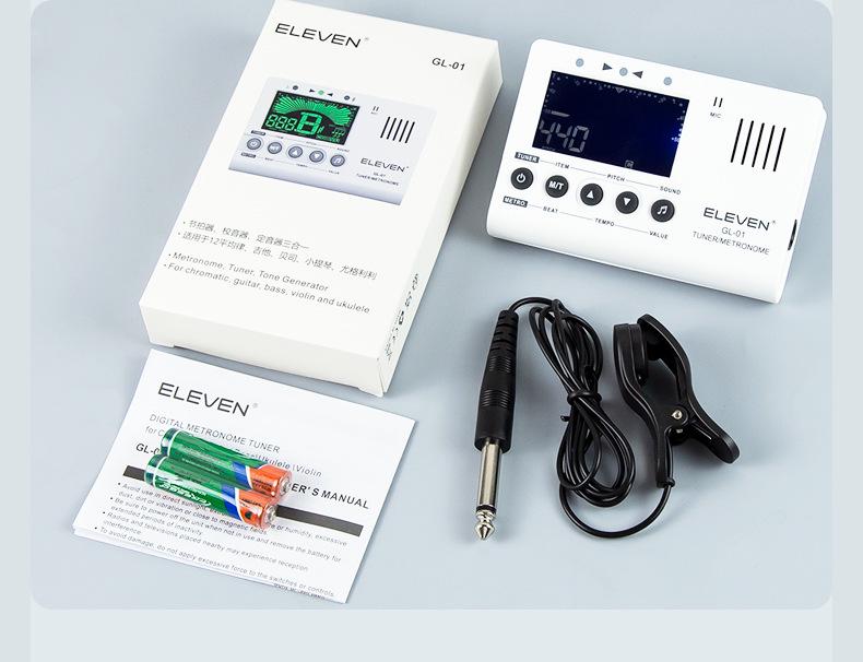 ELEVEN Three-in-One Guitar, Violin, and Bass Tuner with Calibrator & Metronome