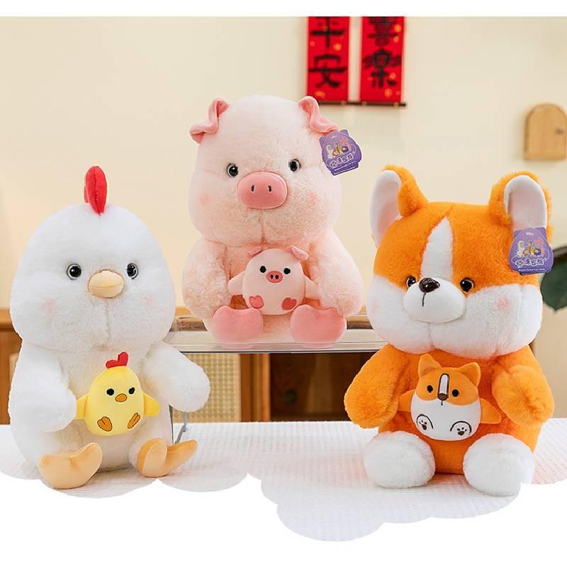 Dog Pig Fox Plush Toy Stuffed Animal Doll Cartoon Decoration Kids Gift Cute