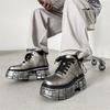 2025 новые модные мужские ботинки платформа хэви-метал низкие панк маленькие кожаные туфли темные ботинки-локомотивы 561201-J