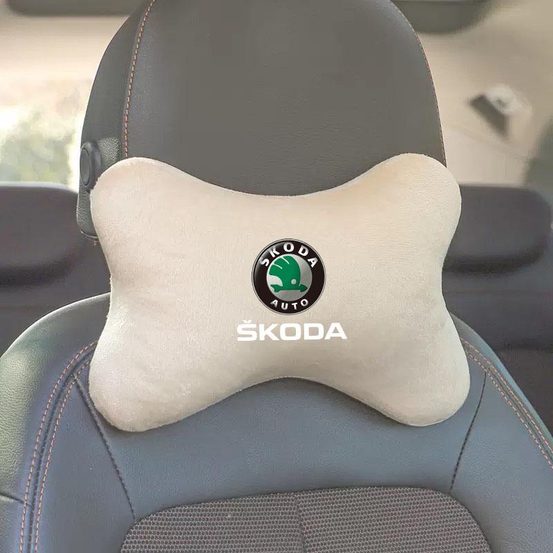 LQLT3 Car Neck Headrest Pillow Car Seat Neck Pillow Head Neck Support for Skoda Octavia RAPID Superb Fabia Kodiaq Kamiq Karoq Auto