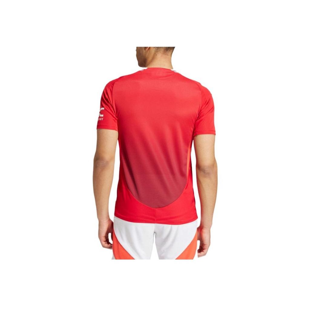 Adidas Logo Letter Print Pullover Straight Fit Round Neck Slim Retro Short Sleeve Football Shirt Men Tops Red JF1291