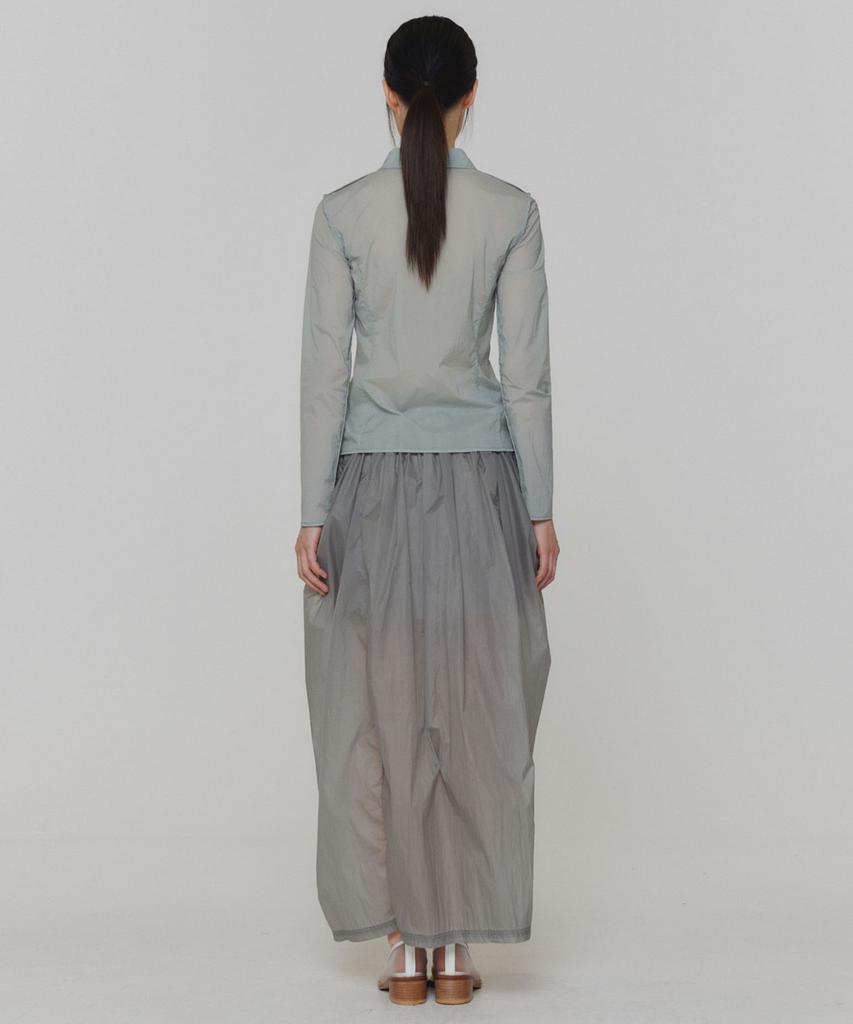 Amomento Layered Shirring Skirt_Grey
