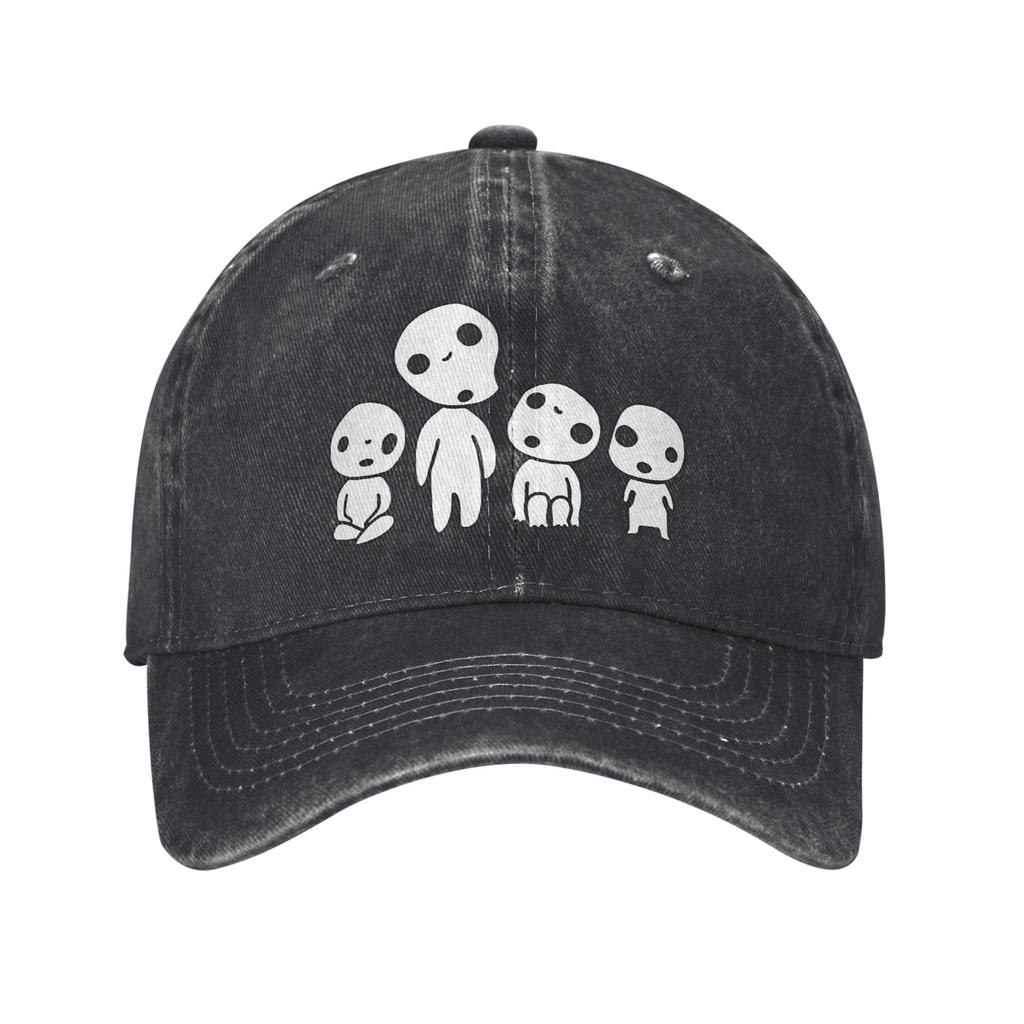 Unisex KodamaS Aniem Movie M-Mononokeed Print Hats Casual Distressed Washed Baseball Cap Adjustable