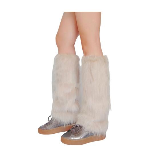 Faux Fur Fuzzy Leg Warmer for Women Girls Soft Plush Furry Boot Covers Winter Warm Boot Cuff Sleeves for Party Costume