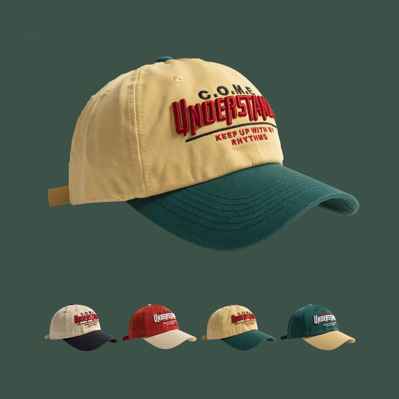 Парная Мода Контрастная Мягкая Кепка Бейсболка Весна и Лето Корейский Стиль Трендовый Бренд Вышитая Буквами Бейсболка
