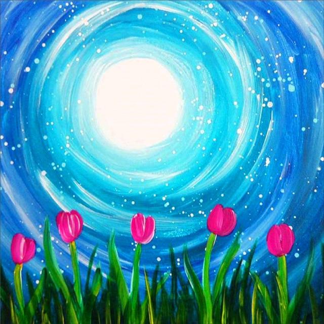 50X50CM 5D алмазная живопись пейзаж DIY полный алмаз Луна дерево вышивка комплект мозаика украшение дома
