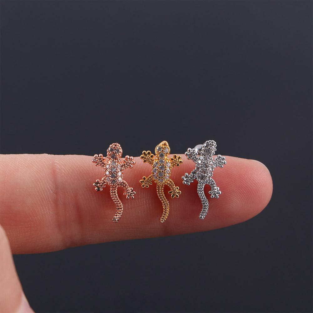 Серьга-гвоздик для хряща уха (козелок) Helix Gecko с винтовым замком Модные Аксессуары Пирсинг Украшения