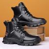 2023 Men's Thick Wool-Lined Leather Snow Boots - High-Top Casual Northeast Style