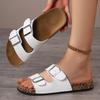 Cork Slippers Men's and Women's Double with Double Buckle Two-word Slippers Summer Thick-bottomed Non-slip Outer Wear Beach Sandals
