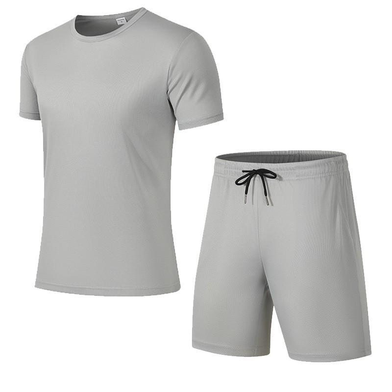 Mens Lightweight Breathable Mesh 2-Piece Sport Set Short Sleeve T-Shirt Shorts Workout Gym Running Casual