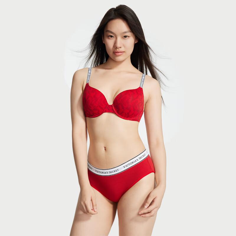 Victoria's Secret Хлопковые трусы-хипстеры с логотипом на поясе