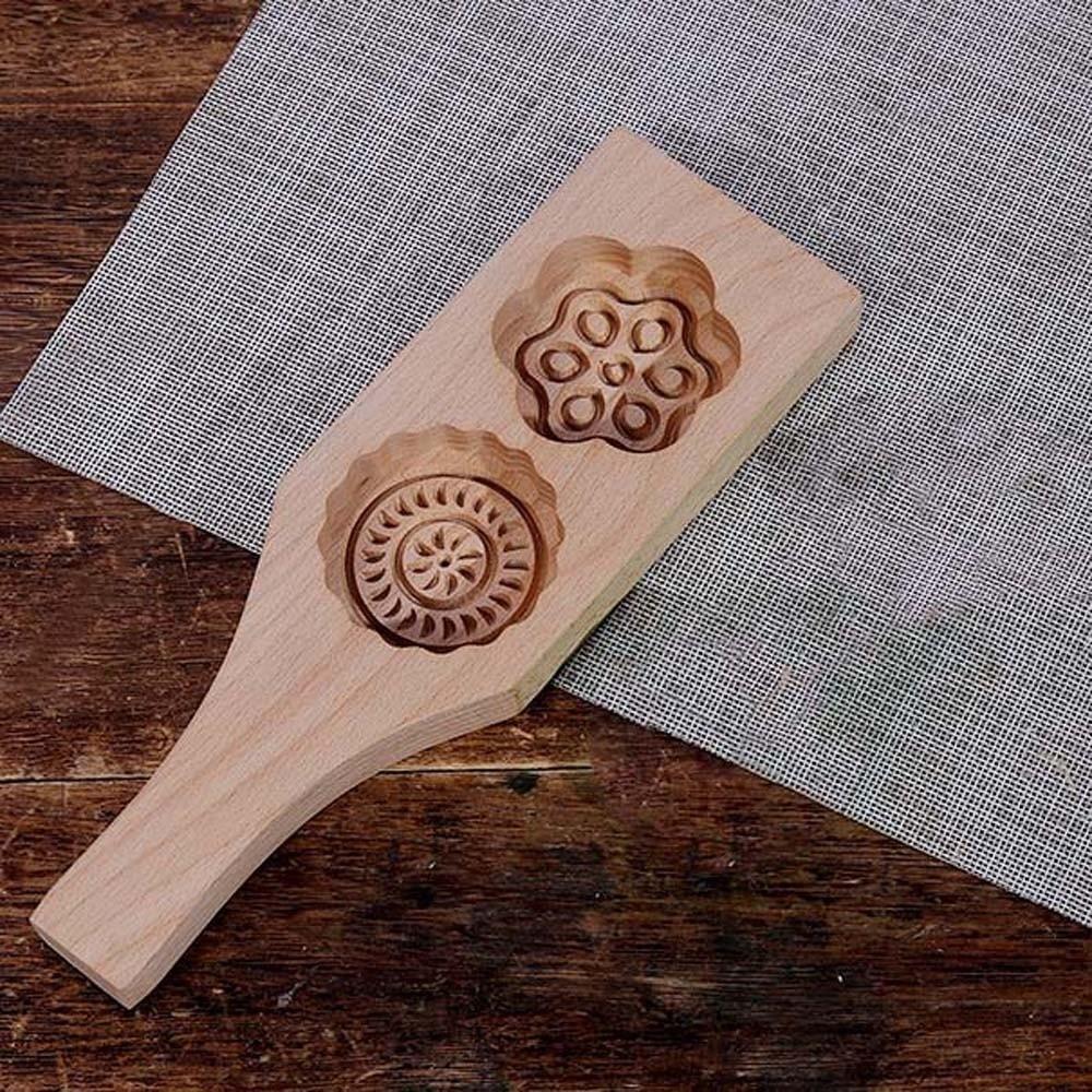 Double Slot Wooden Mooncake Mold Clear Texture Traditional Dessert Press Kitchen Gadgets