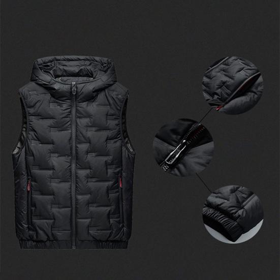 Мужской зимний жилет с подкладкой, однотонный утепленный теплый жилет без рукавов с капюшоном, повседневный ветрозащитный зимний жилет больших размеров для свиданий