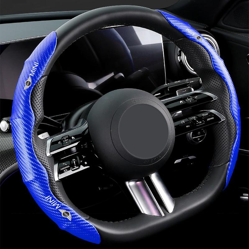 2pcs Carbon Fiber Non-Slip Steering Wheel Cover Car Accessories For BMW Mini Cooper F54 F55 F56 R56 R60 SONE Roadster Clubman Coupe
