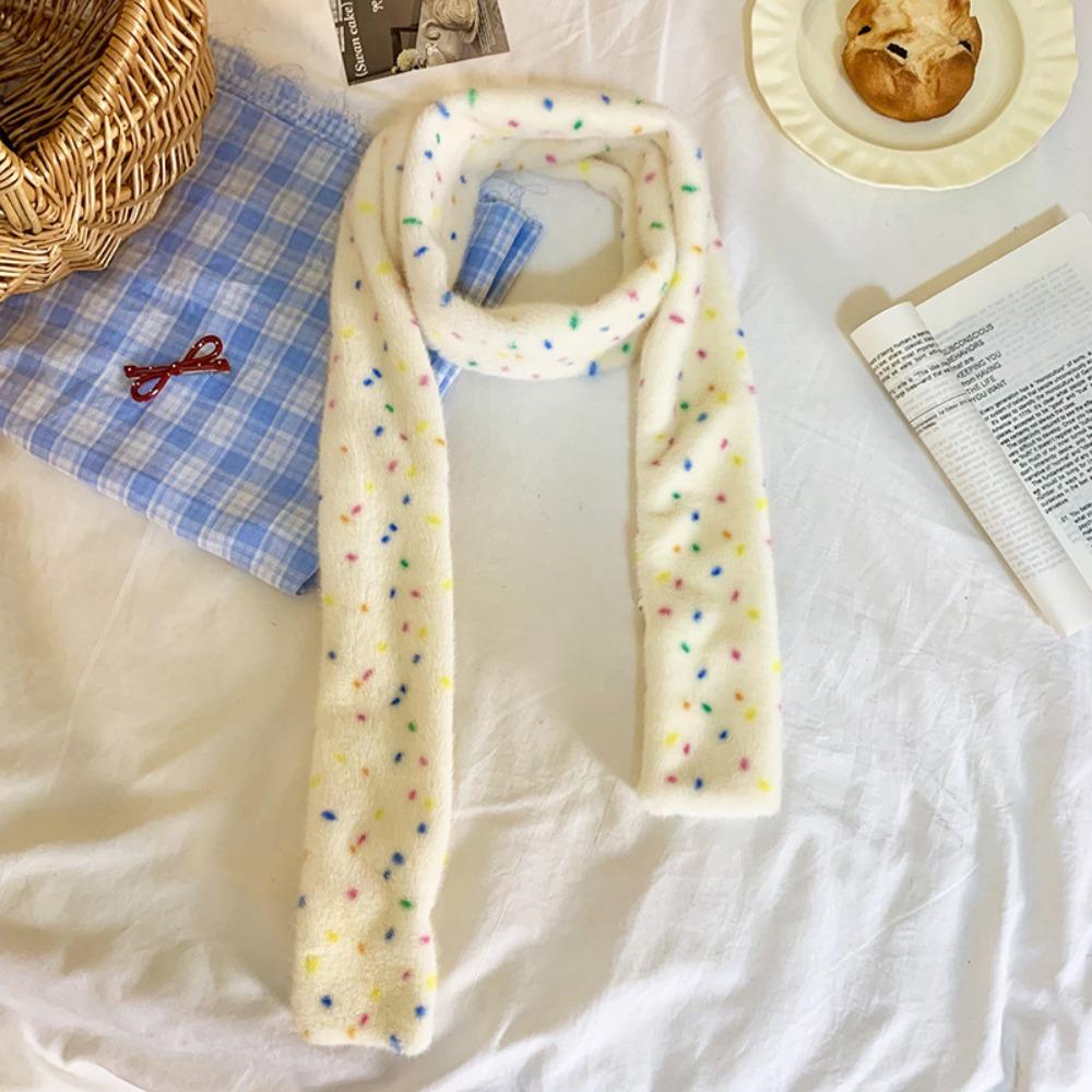 Colorful Dopamine Dot Scarf Korean Style Winter Neck Warmer Soft Cashmere Knitted Scarf Women
