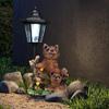 Realistic Resin Dog Garden Decoration with Solar Lighting Hand Painted Dog Figurine for Porch and Balcony Yard Ornament