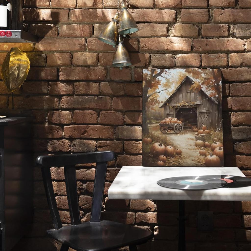 Voxitura Осенний тыквенный декор для дома, Осеннее настенное искусство на холсте, Винтажный декор стен для коттеджа и амбара, для Дня благодарения, Кухни, Рустикальные осенние картины, Изображения