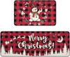Christmas Kitchen Mats for Floor, Christmas Kitchen Rugs Set of 2 - Farmhouse Truck Red Buffalo Plaid Christmas Kitchen Decor