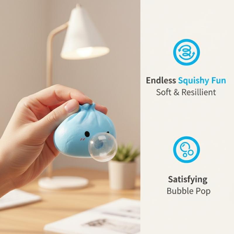 Cute Cartoon Steamed Bun Shaped Soft Bubble Finger Toy Stress Reliever Mini Steamed Bun Squishy Toy