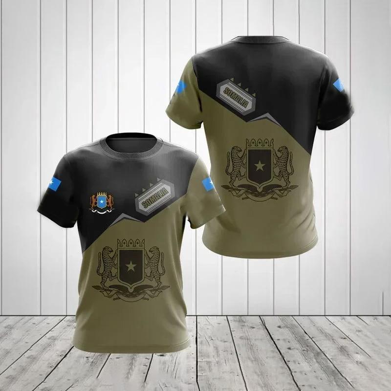 Somali Flag Pattern T-shirt Summer Fashion Short Sleeve 3D National Emblem Printed Top Casual Comfortable Loose Street Wear