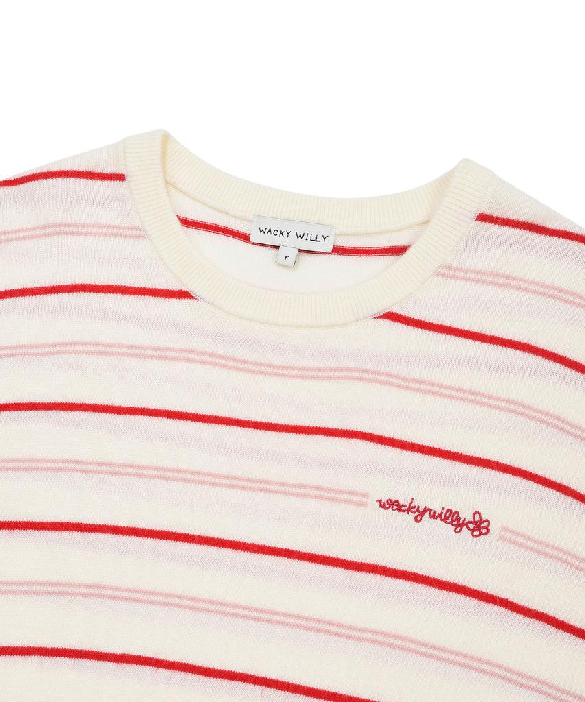 WACKY WILLY Women'S Striped Pullover Cream