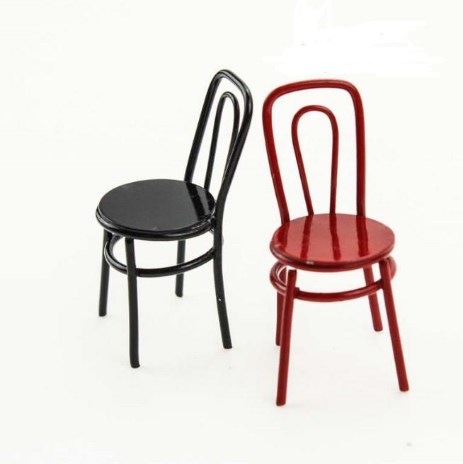 1pc 1/6 1/12 Doll House Simulation Miniature Mini Small Black Chair Model Decor