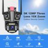 5K 12MP WiFi IP наружная 10-кратный зум три объектива безопасности обнаружение человека PTZ видеонаблюдение умный дом CCTV камера