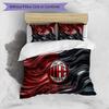 AC Milan Pattern Printed 3PCS Bedding Set Soft Skin-Friendly Washable Duvet Cover & Pillowcases Set All Season Bedroom