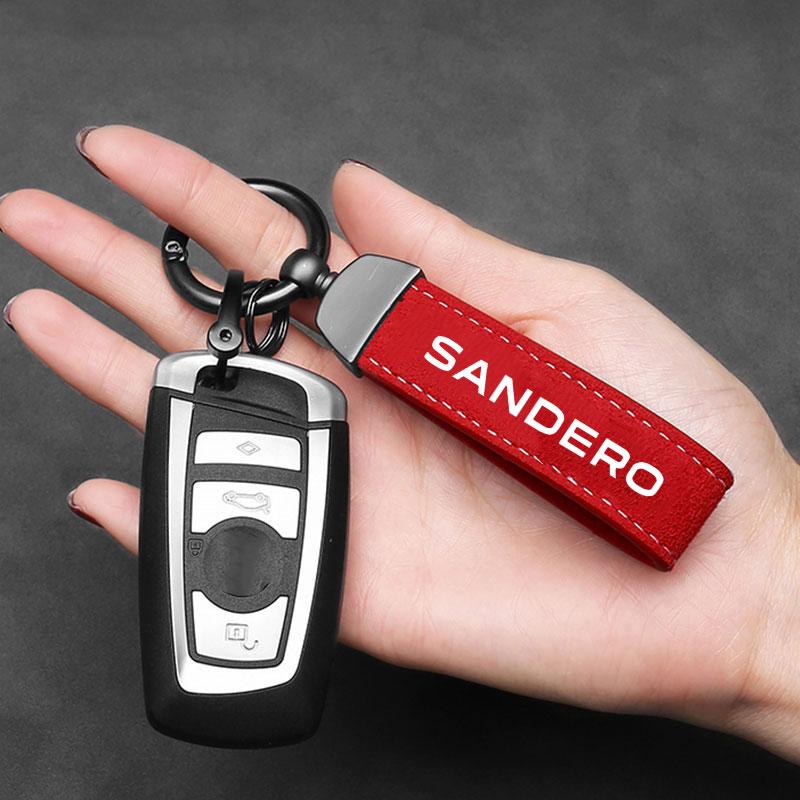 Suede Leather Men Women Keychain Clasp Creative DIY Keyring Holder Car Key Chain Jewelry Gift For Dacia Sandero Car Accessories