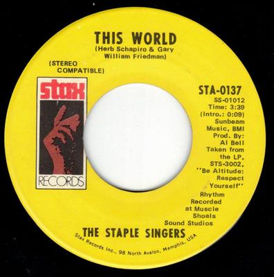 7-дюймовая пластинка STAPLE SINGERS - Этот мир / Ты уверен? STA0137 Stax 1972 UK Соул/Фанк Б/У