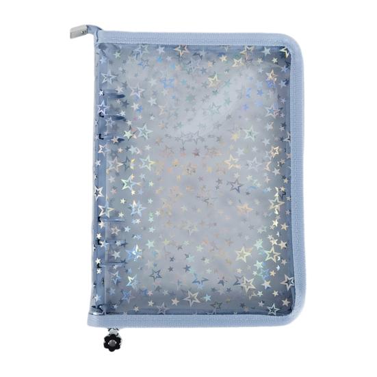 Папка-регистратор на молнии с прозрачным окном, дизайн со звездами, ПВХ обложка, органайзер для карт с множеством отделений, портативный держатель для карт, папка для карточек айдолов, фото