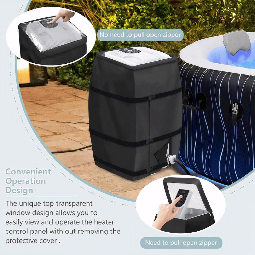 Inflatable Hot Tub Heater Pump Cover & Zipper Inflatable Hot Tub Spa Oxford Protection Pump Cover for Multiple Spa Heater Pumps
