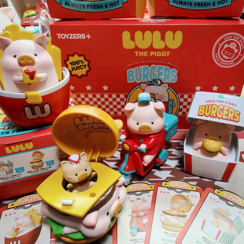 Original Lulu The Piggy Burgers Series Blind Box Surprise Bag Collect Kawaii Doll Desktop Decoration Ornament Trend Toy Gift
