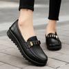 Весенние туфли на мягкой подошве для мам Черные однобортные туфли из кожи Нескользящие повседневные удобные туфли на плоской подошве для женщин среднего возраста Женская обувь