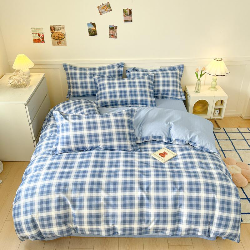 Комплект из четырех предметов, пододеяльник из чистого хлопка, простыня из хлопка, комплект из трех предметов для односпальной кровати в общежитии