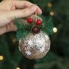 Red Pine Needle Sticky Ball Fome Christmas Balls Set Creative Christmas Sticky Pink Ball  for Home