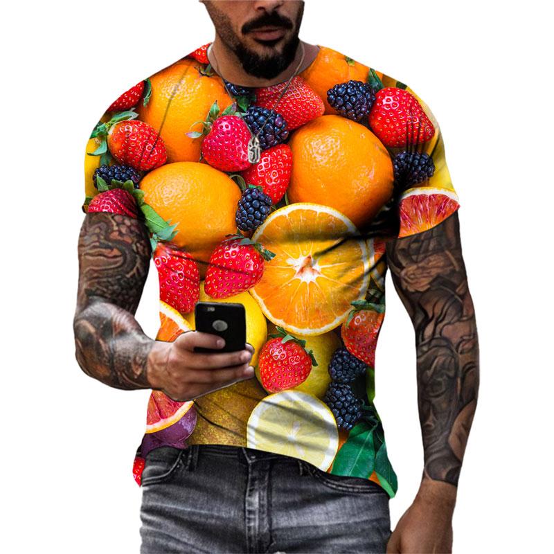 Летние забавные футболки с рисунком овощей и фруктов, мужские модные оригинальные футболки с короткими рукавами с 3D принтом, топы