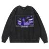 Heavyweight 360g Washed Vintage Berserk Anime Streetwear Cotton Pullover Hoodie Men