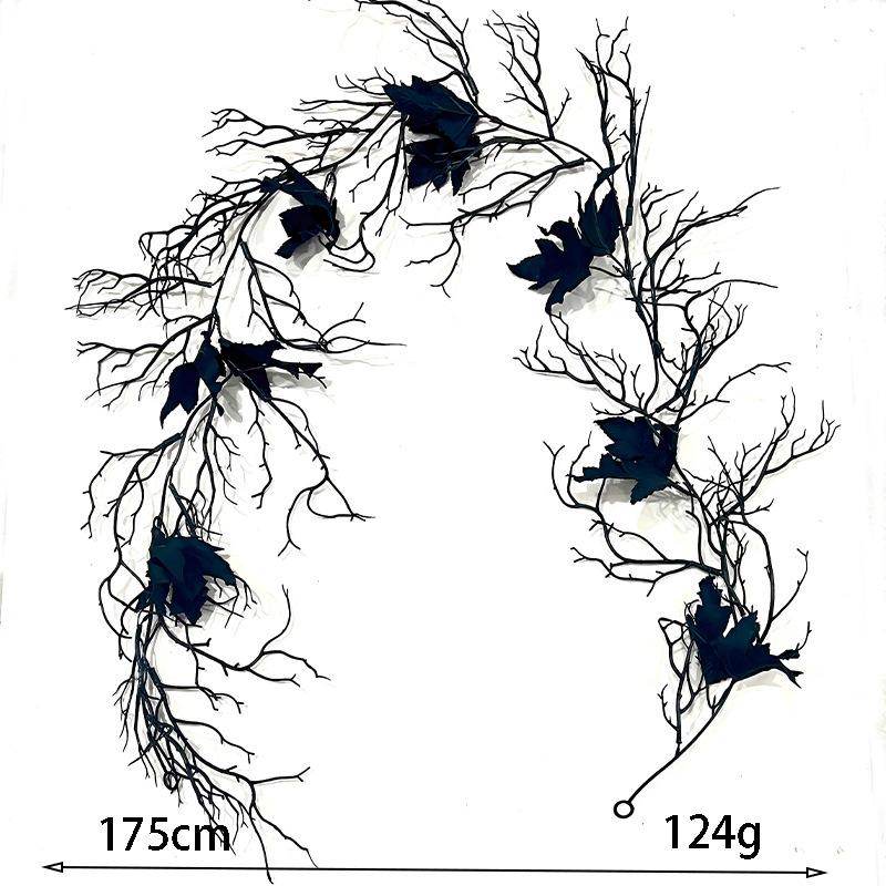Artificial Halloween Black Maple Leaf Vines: Indoor Festival Decorations