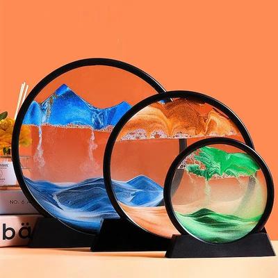 5/7/12 дюймов 3D Quicksand Art Picture Round Glass Liquid Sandwatch Deep Sea Sandscape Sandglass Creative Sand Clock Home Decor