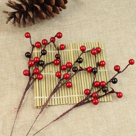 10Pcs Mini Round Artificial Red Berries Xmas Flower New Year Home Ornaments