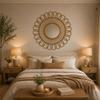 Eco Decx Rattan Flower Wall Mirror, Handwoven Boho Decorative Hanging Mirror for Bedroom & Living Room Decor, 60  x  2  x  55 cm