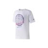 Li Ning Cba Series Letter Basketball Print Crew Neck Short Sleeve T-Shirt Men Tops White AHSP257-1