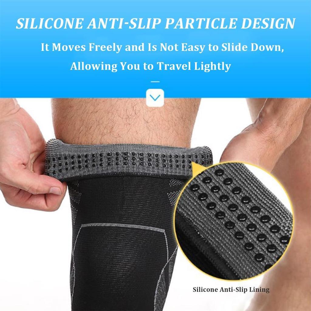 Sports full leg extended non-slip elastic leg guard, squat compression cover V2 (pair, M)